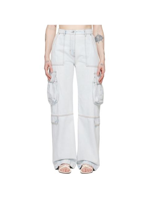 MSGM Blue Oversized Denim Cargo Pants