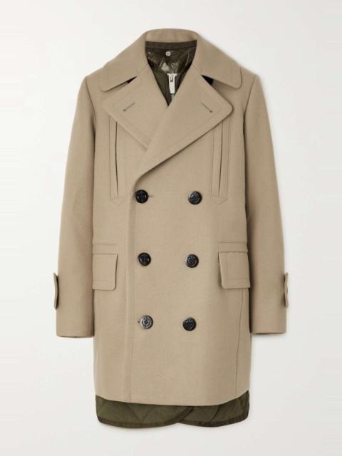 sacai Convertible double-breasted wool-felt and quilted shell coat