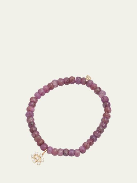 SYDNEY EVAN Marquise Eye Prong-Set Flower on Pink Sapphire Bead Bracelet