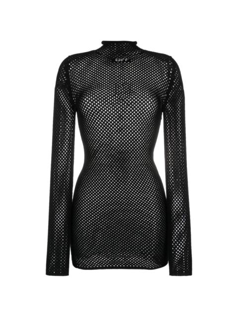 intarsia-logo mesh knitted dress