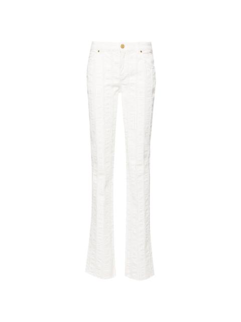 raw-cut detailed slim-leg trousers