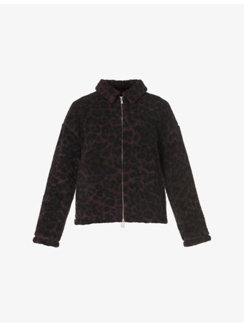Sweaty Betty Leopard-Print Plush Collared Fleece Jacket