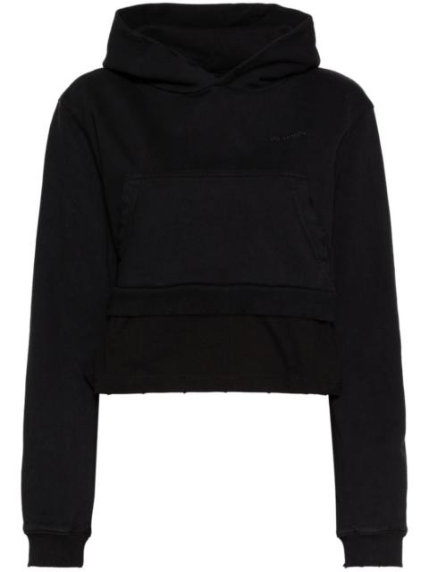 We11done faux-pearl embellishment layered hoodie