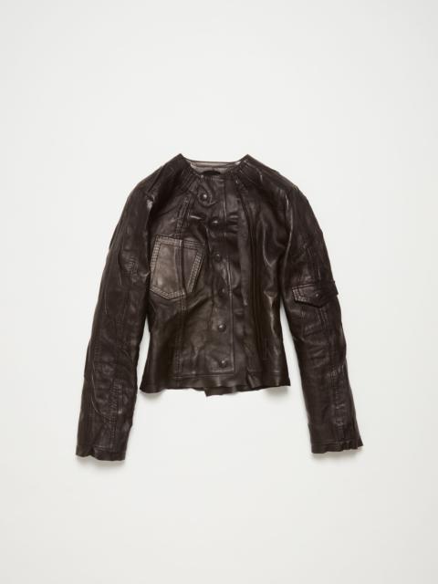 Creased leather jacket - Black