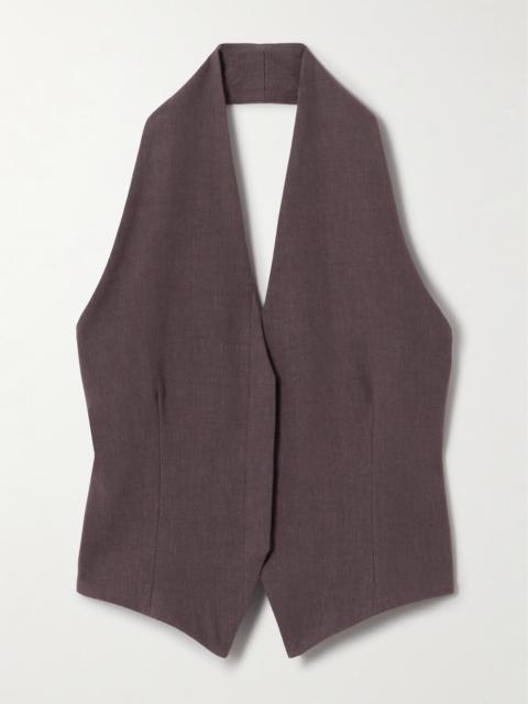 cortana Umbra Stretch-wool, Organic Cotton And Hemp-blend Halterneck Vest