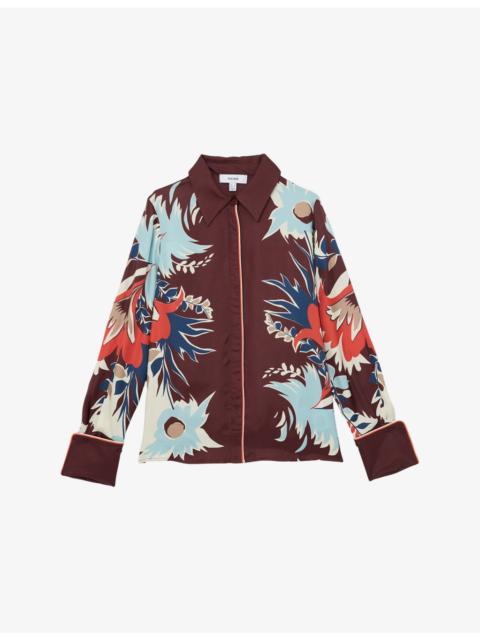 REISS Lia Floral-Print Woven Shirt