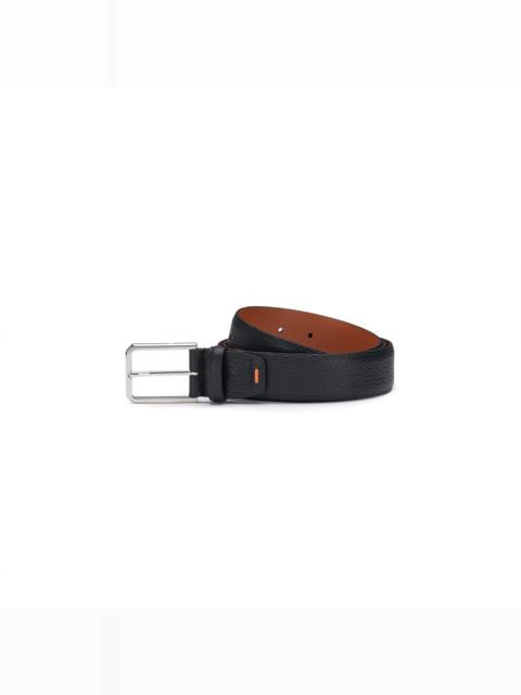 Santoni Black tumbled leather adjustable belt