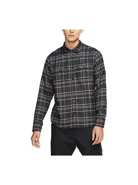 Nike SB Skateboard Plaid Skateboard Casual Shirt Jacket Black CK5316-010