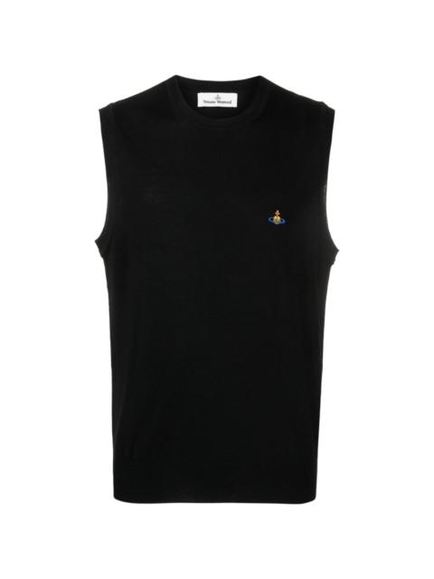 Orb-embroidered wool vest