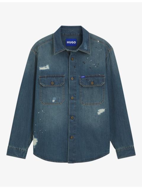 HUGO Distressed-Effect Denim Shirt