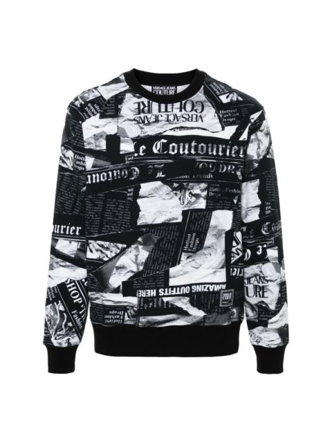 Magazine-print cotton sweatshirt