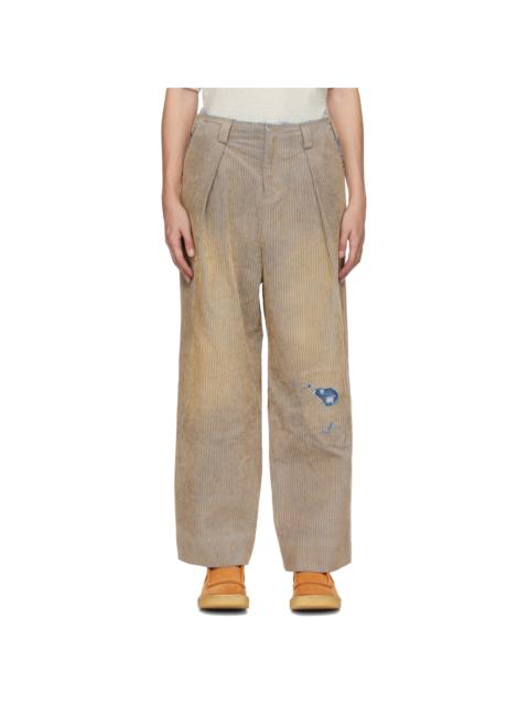 Beige Distressed Trousers