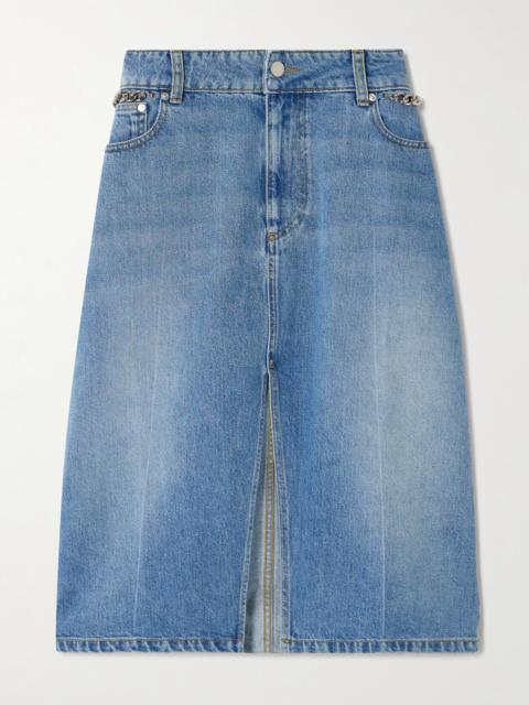 Stella McCartney + Net Sustain Chain-embellished Denim Midi Skirt