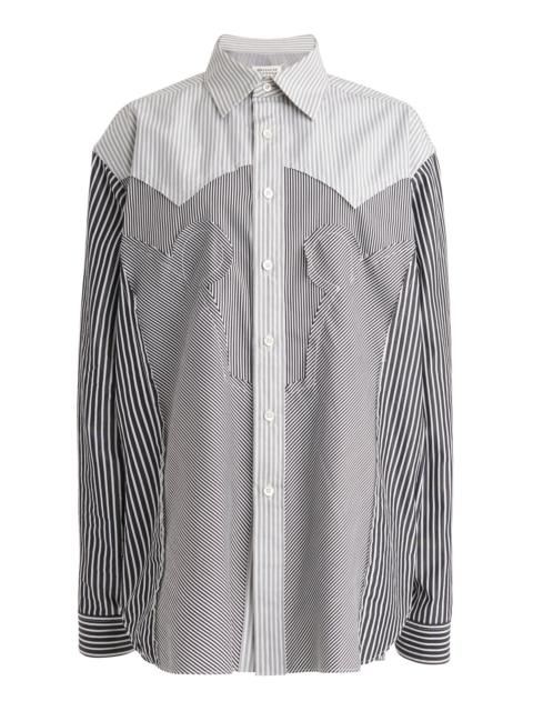 Patchwork Striped Cotton Shirt black/white