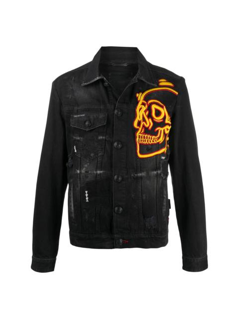 PHILIPP PLEIN outline skull denim jacket
