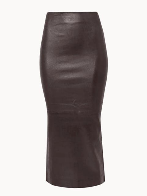 SPRWMN DARK CHOCOLATE LEATHER TUBE SKIRT