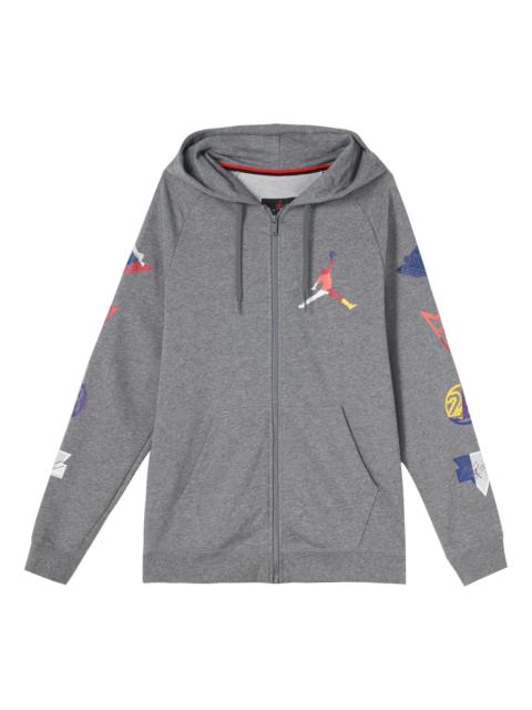 Jordan Men's Air Jordan Colorful Logo Zipper Gray Hooded Jacket CJ7880-091