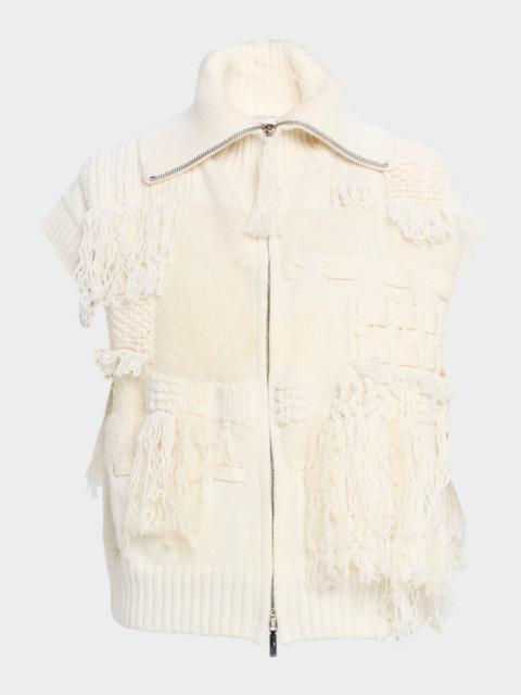 Lafayette 148 New York Fringed Chunky Knit Wool-Cashmere Vest