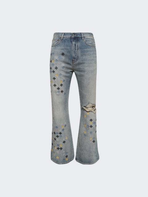 AMIRI Ma Quad Embroidered Flare Jeans Antique Indigo