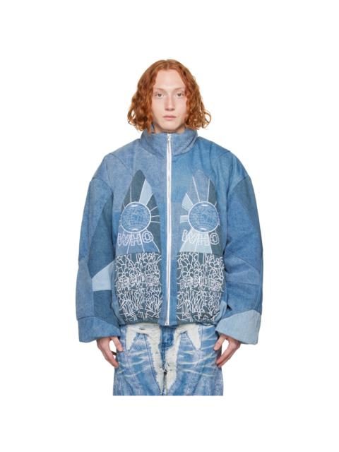 WHO DECIDES WAR Blue Embroidered Denim Jacket