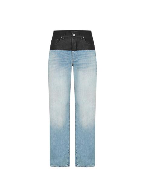 AMIRI Leather-trimmed mid-rise straight-leg jeans