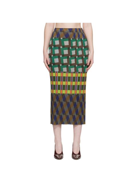 Pleats Please Issey Miyake Multicolor Harmony Maxi Skirt