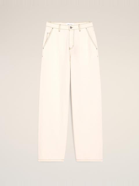 AMI Paris WHITE COTTON WIDE FIT TROUSERS