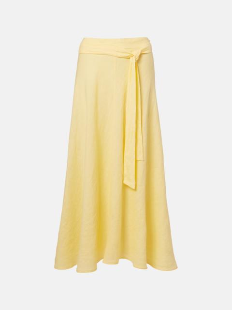 velvet Malina linen midi skirt