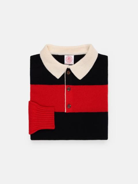 J. PRESS MADE-IN-SCOTLAND RED & BLACK RUGBY SWEATER