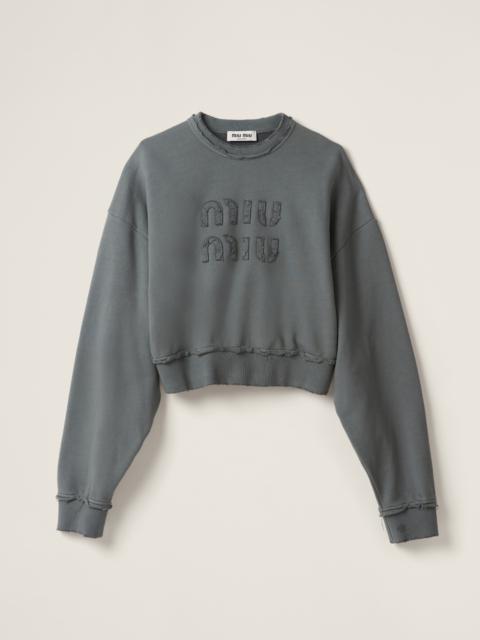 Miu Miu Garment-dyed cotton fleece sweatshirt