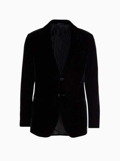 Icon George line single-breasted stretch-velvet jacket