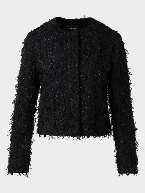 AKRIS Bea Micro Sequin Fringed Boucle Shirt Jacket