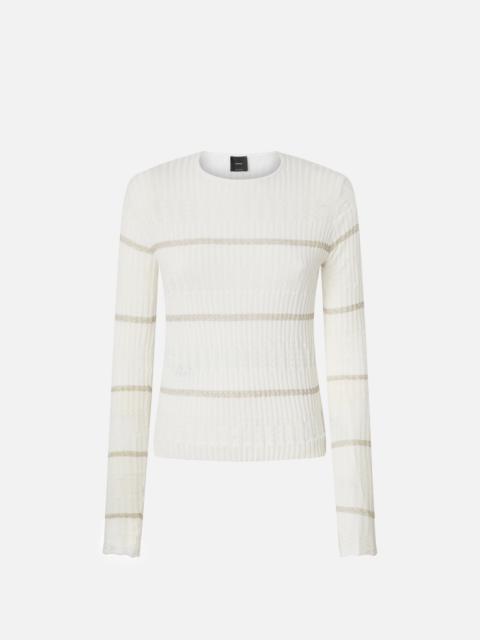 PINKO RIBBED SWEATER WITH METALLIC STRIPES