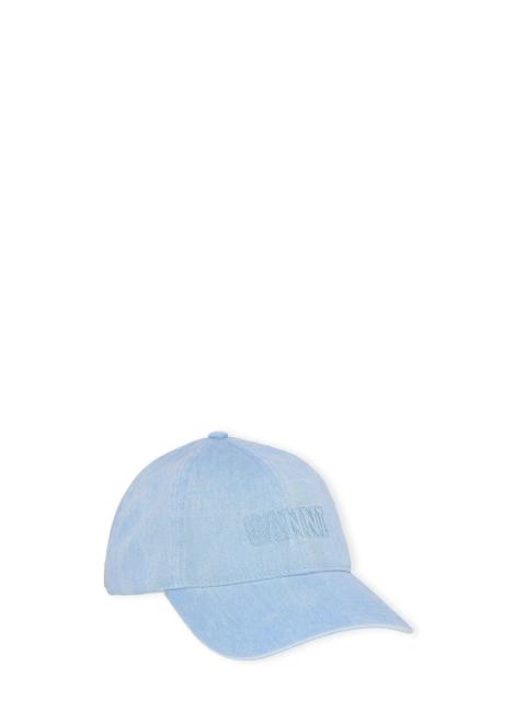 BLUE EMBROIDERED DENIM LOGO CAP