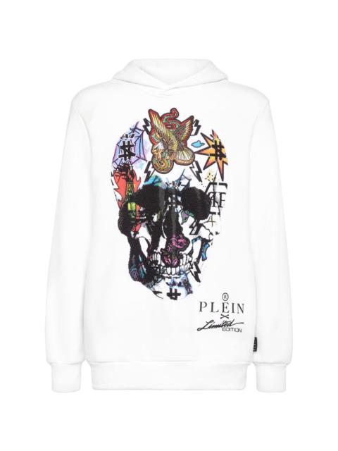 PHILIPP PLEIN crystal-embellished skull hoodie