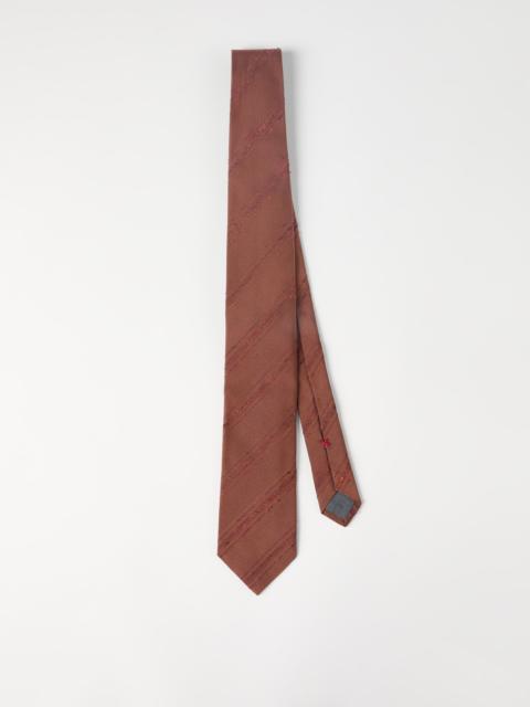 Brunello Cucinelli Slubbed stripes silk and cotton tie