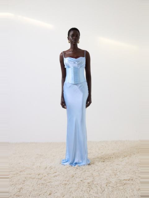 De La Vali CLEODORA MAXI DRESS IN SKY SILK SATIN