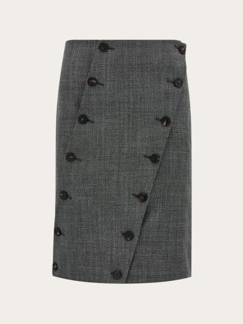 FERRAGAMO Straight cut skirt with button detail