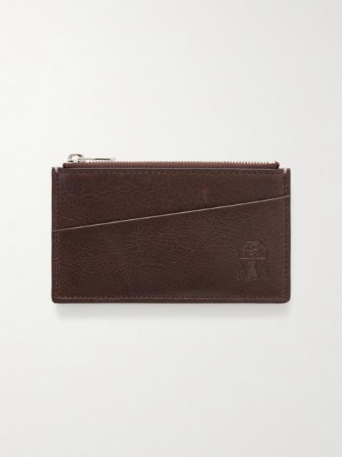 Brunello Cucinelli Logo-Debossed Leather Zipped Cardholder
