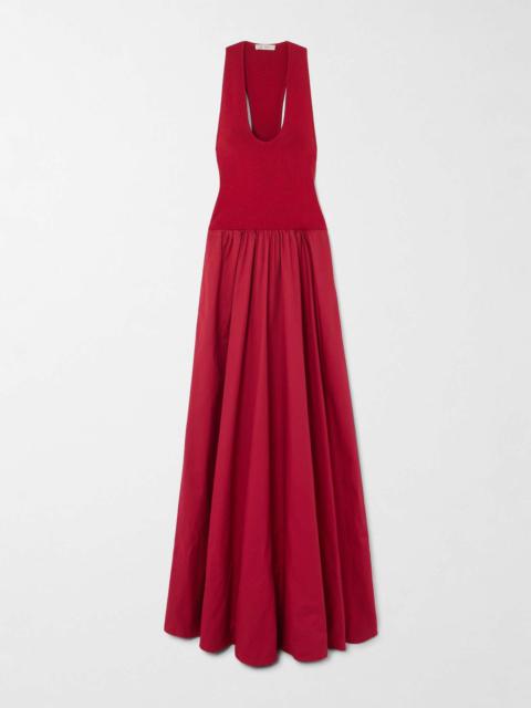 ST. AGNI Ribbed-knit and poplin maxi dress