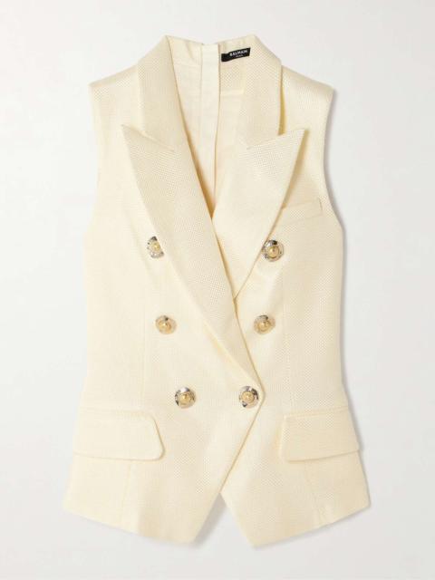 Balmain Button-embellished jacquard  vest Ecru