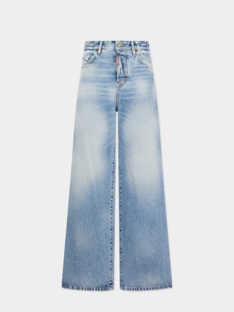 DSQUARED2 LIGHT DIAGONALE WASH BAGGY JEANS
