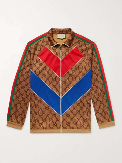 GUCCI Oversized Webbing-Trimmed Logo-Print Tech-Jersey Track Jacket