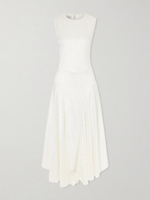 ABADIA Striped Stretch-silk Satin Maxi Dress