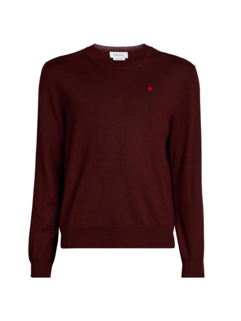 Alexander McQueen Men's Wool Crewneck Sweater - Oxblood Fiery Red
