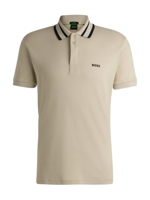 BOSS INTERLOCK-COTTON POLO SHIRT WITH LOGO DETAIL