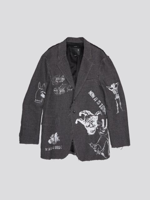 RAW CUT RAGGED BLAZER - DARK GREY