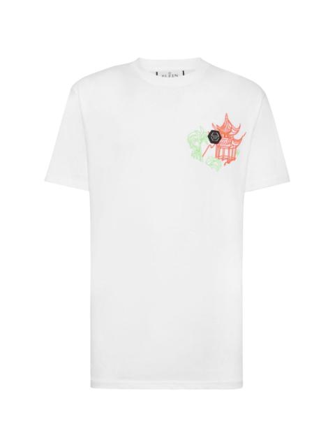 embroidered cotton T-shirt