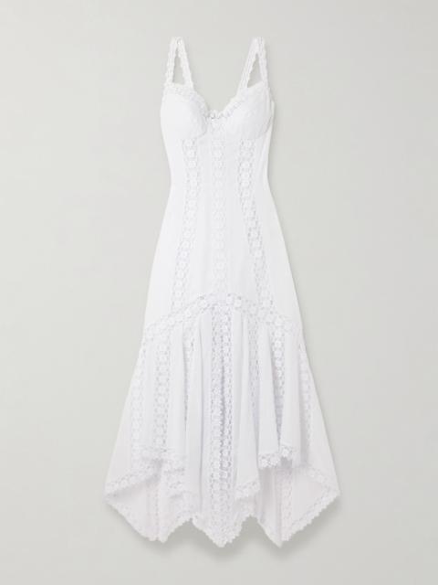 Charo Ruiz Blossel tiered guipure lace-trimmed cotton-blend voile midi dress White