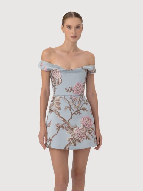 SAU LEE BRUNA BROCADE MINI DRESS